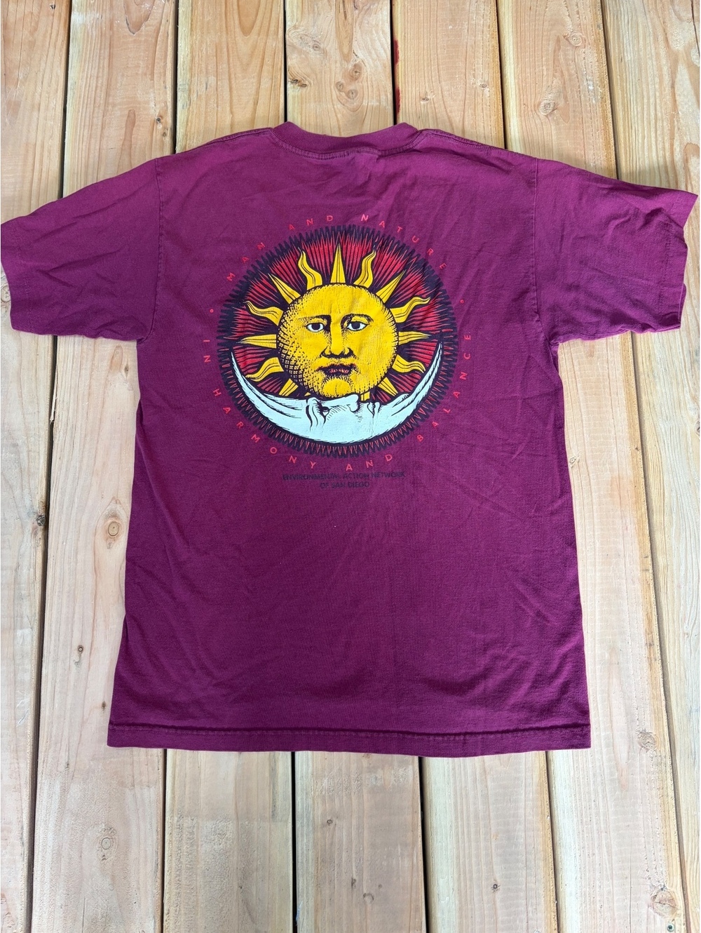 Murina Burgundy Sun and Moon Graphic T-Shirt Size Medium